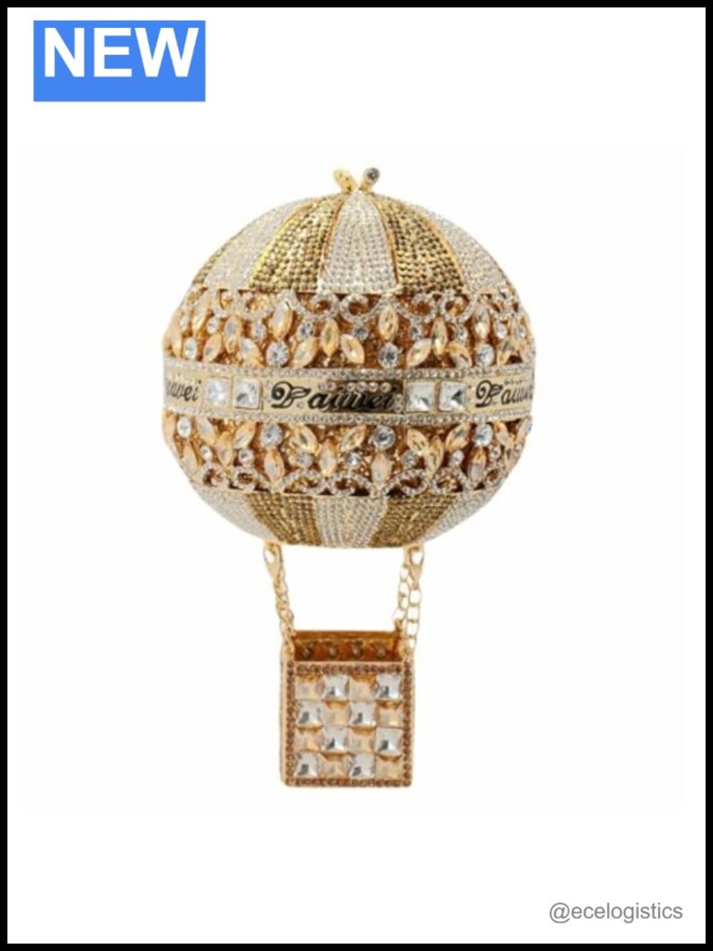 Rhinestone Clutch Purse Hot Air Balloon Evening Bag Sparkly Crystal Wedding